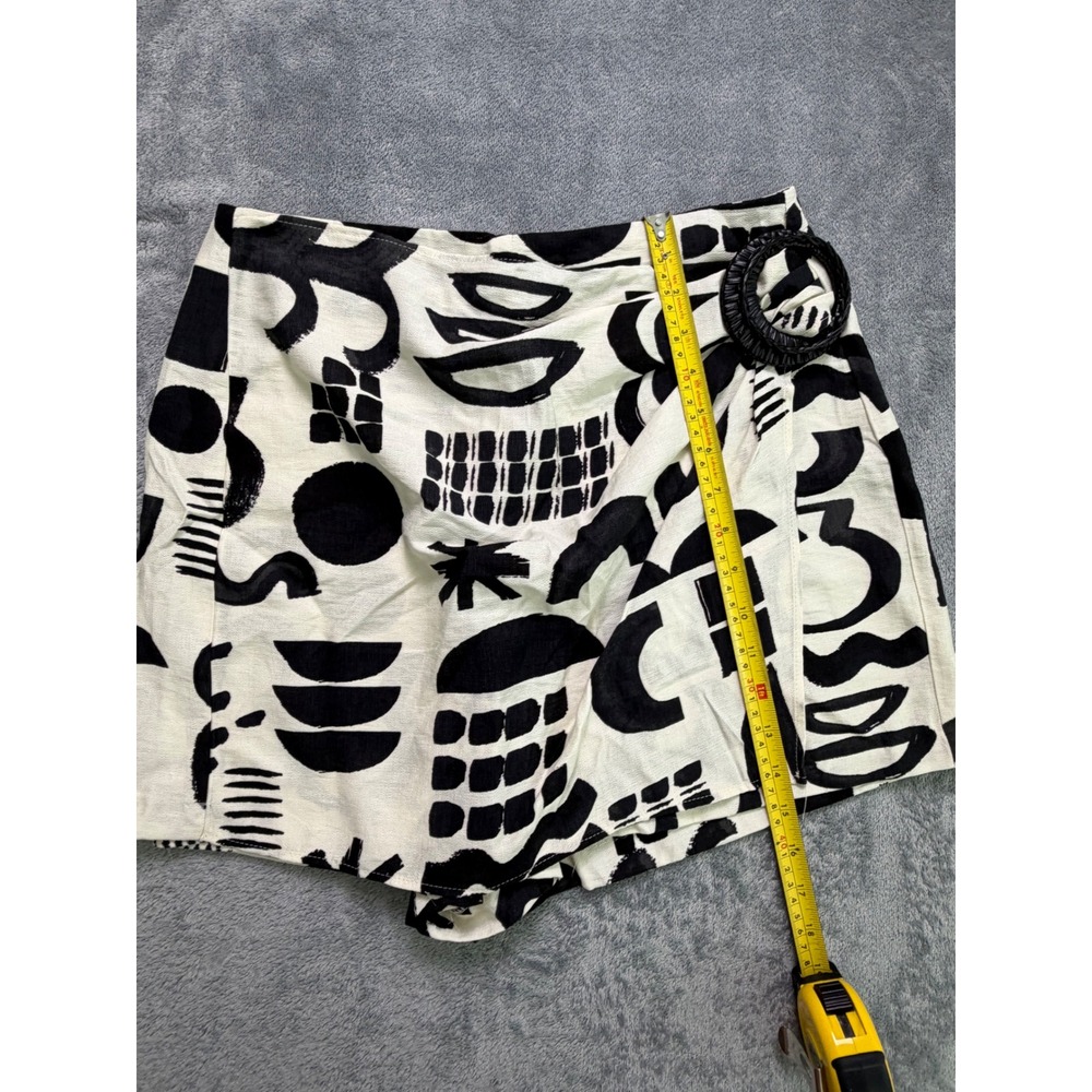 Zara Abstract Wrap Mini Skort Linen Blend Italian European Summer Vacation L - Picture 8 of 8